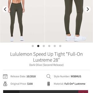 lululemon athletica Speed Up Tight in Olive Green